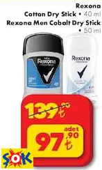 REXONA COTTON DRY STİCK 40 ML REXONA MEN COBALT DRY STİCK 50 ML DEODORANT